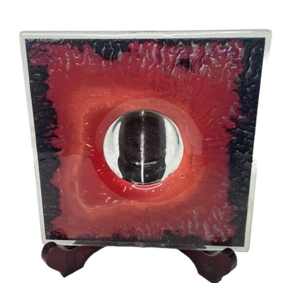 Charlton Glassworks Copper Fused Art Glass Ikebana Signed Flower Vase 2003 VTG - Picture 4 of 7